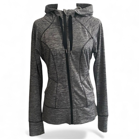 90 Degree By Reflex Jackets & Blazers - 90 Degree Black Gray Space Dye Full Zip Hoodie Jacket Athletic Athleisure Gym